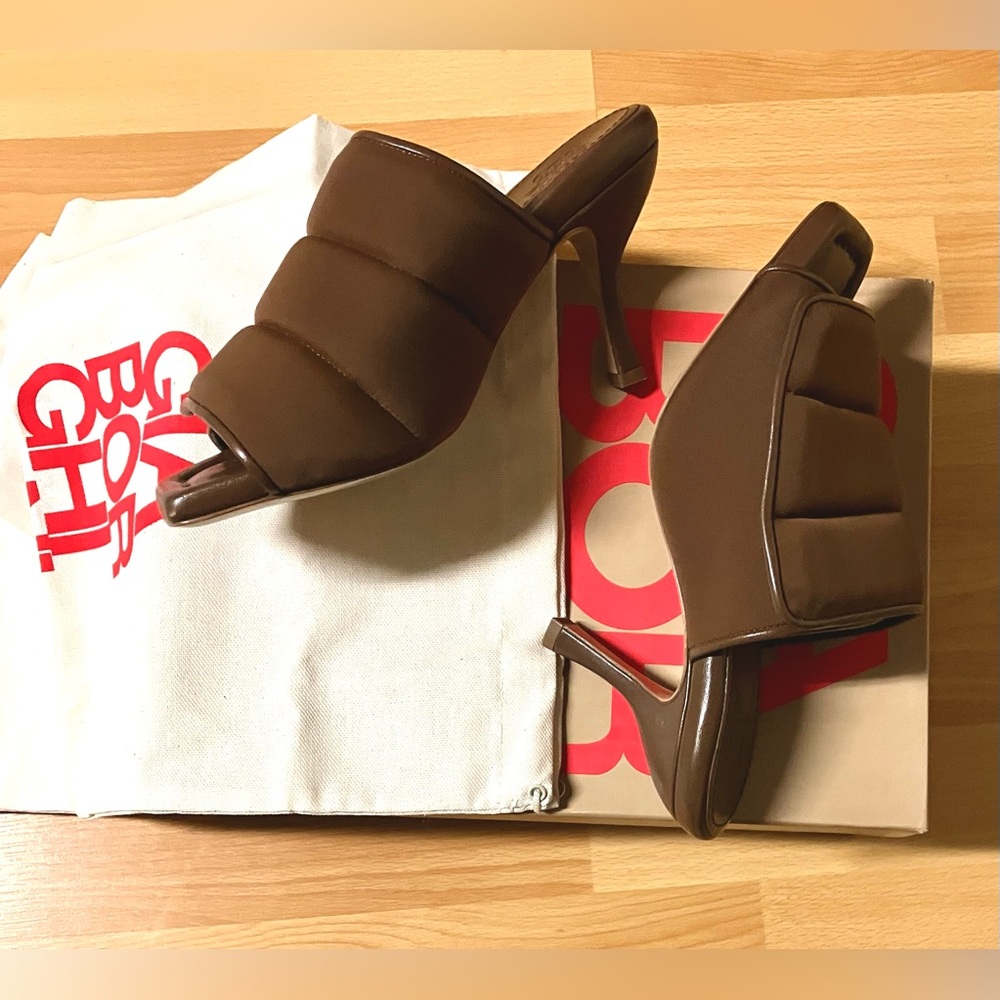 Gia Borghini Chocolate Brown Quilted Slide Sandals: Size 7 (37)